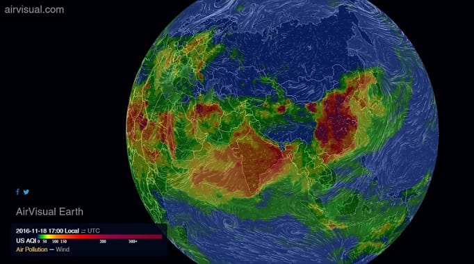 AirVisual Earth: A mesmerizing visualization of the damage our pollution  is having on  the planet - and ourselves