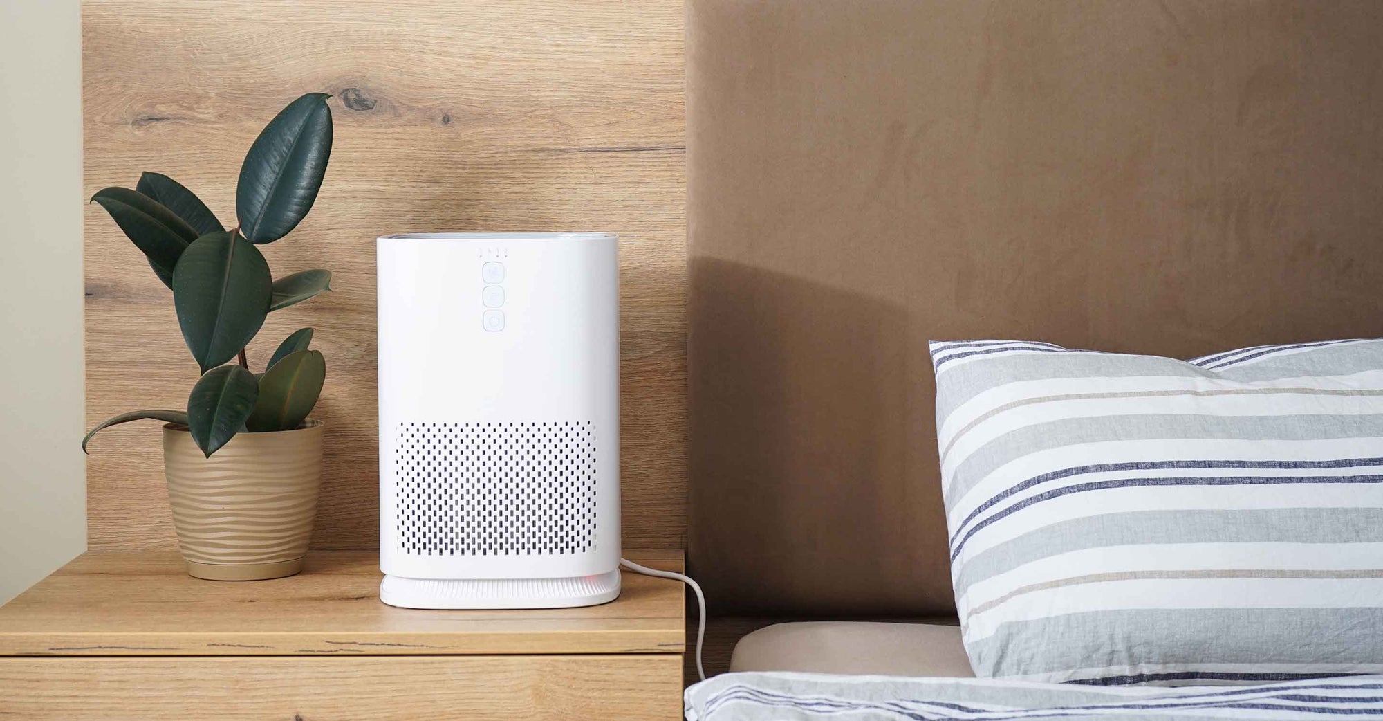 small air purifier by bed