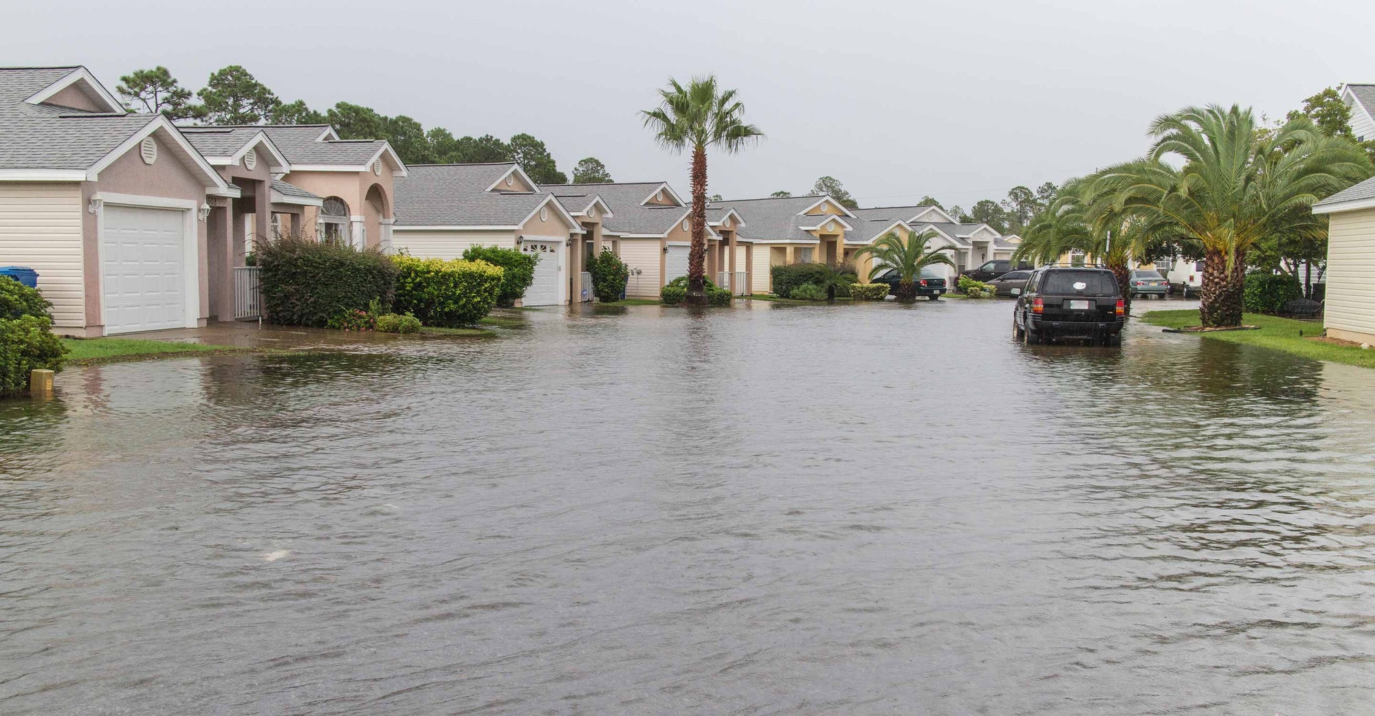 A flooded street